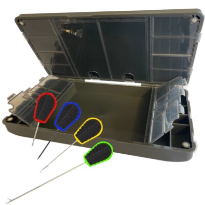 Fishing Tackle Box and Baiting Needle Set NGT XPR Terminal Tackle Carp Box
