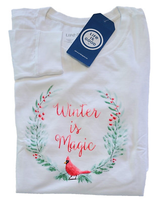 Life Is Good LS Shirt Crusher Tee WINTER IS MAGIC CARDINAL Bird 52in Womens XXL