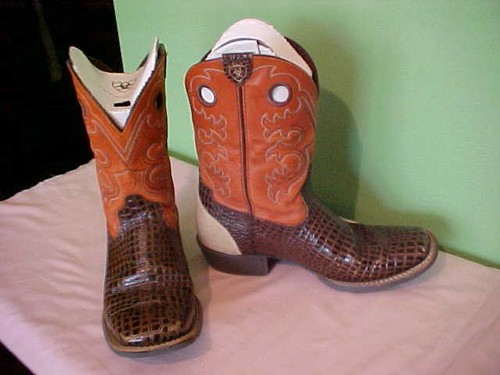 ARIAT BOOTS 4LR brown croc WESTERN sz 