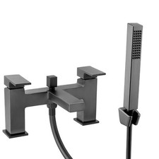Bath Mixer Tap Filler Square Athena Bathroom Gunmetal Grey Brass ENKI BT0108