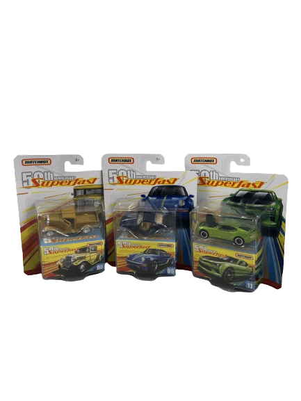 matchbox cars 50th anniversary superfast x 3 porsche, chevy, ford pickup
