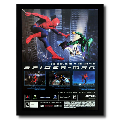 未使用品　非売品　ポスター　スパイダーマン　映画　DVD　PS2 XBOX GC 2002 Spider-Man Video Game Framed Print Ad/Poster PS2 Xbox
