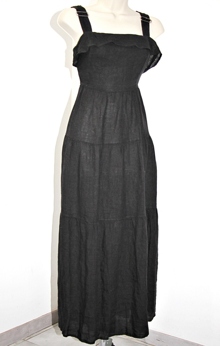 chinese dress ladies CRISTINA VERGANI Made In Italy Linen Blend Voile Shoulder Tie Bow Midi   Letay Store