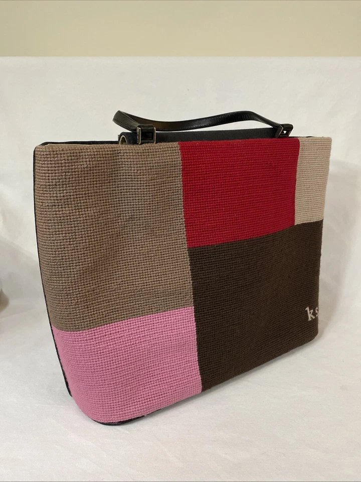 BOLSO DE MANO Kate Spade DE COLECCIÓN LENORE PUNTA DE AGUJA EN MUY BUENA CONDICIÓN Lana Cuero ¡LEER POR FAVOR! Foto 4 de 4