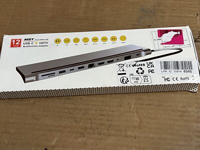 12 in 1 Typ-C Hub zu 4K 2x HDMI / VGA / FT / SD / 3x USB 3.0 / USB-C (data) / Au
