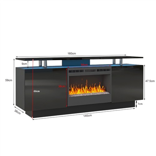 LED TV Stand Cabinet TV Media Console with 23'' Fireplace for TVs Up to 65'' - Picture 7 of 8