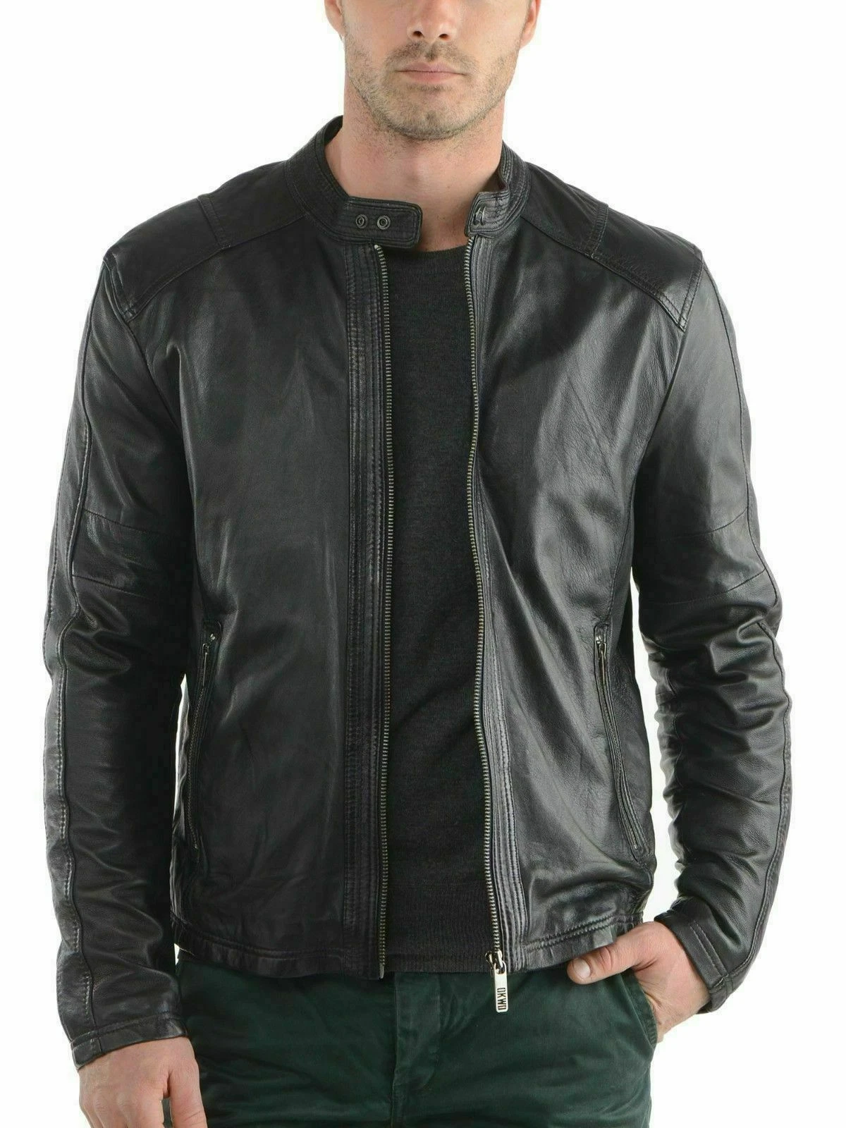 NOORA Men Fashion Style Leather Jackets Motorcycle Party Wear Biker Black Jacket