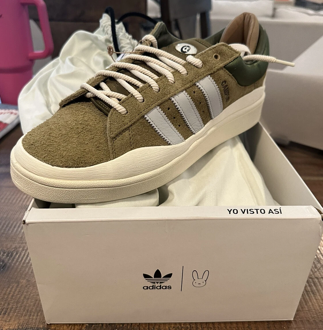 ADIDAS Campus BAD BUNNY WILD MOSS OLIVE SNEAKERS Mens US 11.5 BOX ID7950 New