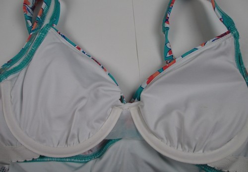 LANDS END Aqua/Orchid Floral V-Neck Wrap Tankini Swimsuit Top Womens 4 NEW - Picture 5 of 13
