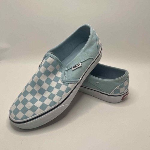 VANS ASHER SLIP ON WOMENS SHOES SNEAKERS CASUAL SKATE blue CANVAS 6.5 aquatic - 第 1/6 張圖片