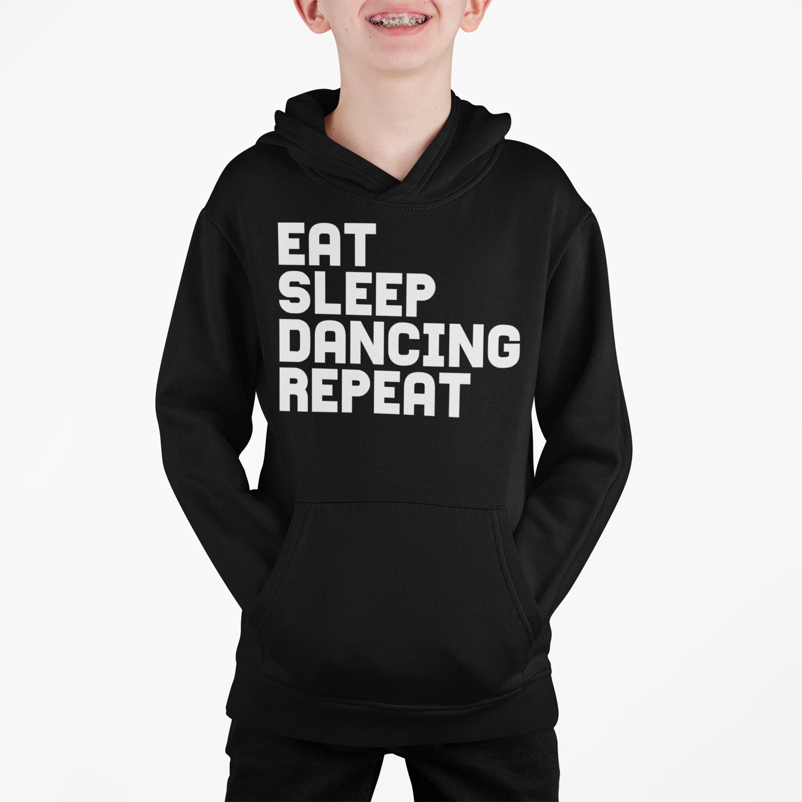 VETEMENTS Felpa con cappuccio ragazzo mangia sonno danza ripeti slogan compleanno cool break ballerina di strada