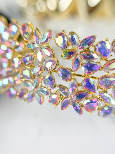 Wedding Bridal Headband, Crystal Bridesmaid Headpiece, Princess Floral Crown - Picture 7 of 7