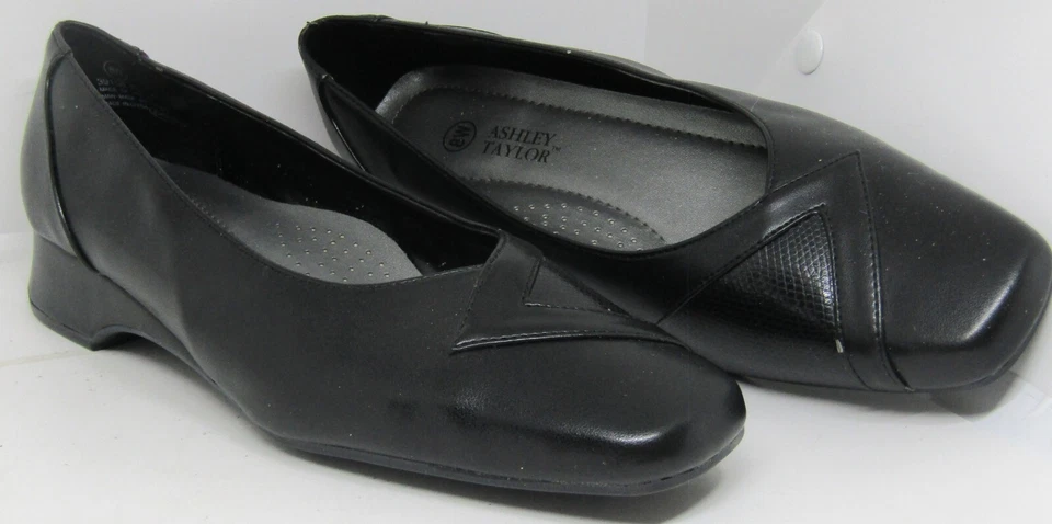 Zapatos sin cordones Ashley Taylor negros para mujer, talla 8 W. Foto 2 de 4