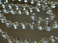 3.3 FEET CHANDELIER CRYSTAL BEAD CHAIN Prism Parts AAA 30% Lead K9 14mm Gold