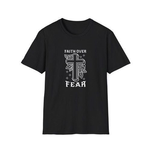 Faith Over Fear T-Shirt With Cross And Floral Design Christian Graphic Design