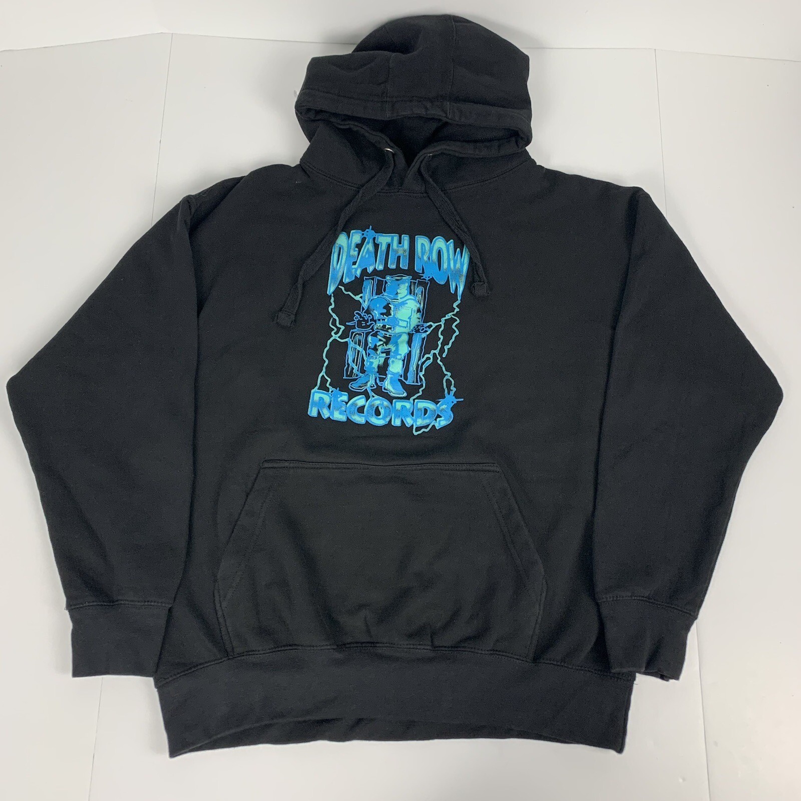 FILA Felpa con cappuccio Death Row Records sedia elettrica logo grafico nera taglia large