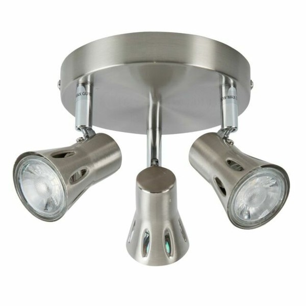 Modern Silver Brushed Chrome 3 Way Round Spotlight Kitchen Ceiling Down