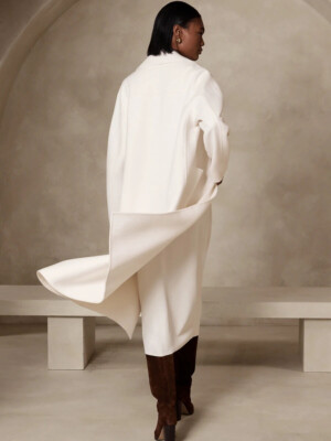 Banana Republic L Amina Double-Faced Top Coat Large Ivory #758816