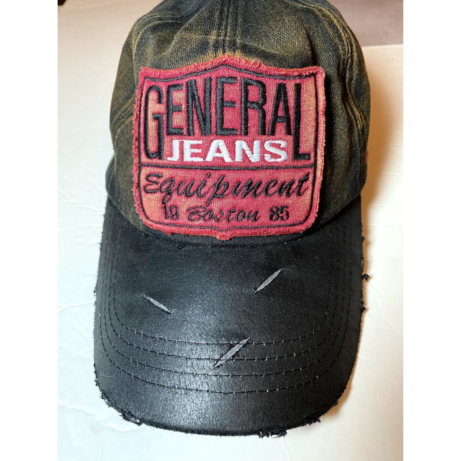 General Jeans Equipment Boston 1985 Hat Distressed TNC tag made in korea
