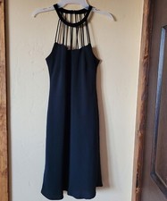 Evan Picone Size 8 Lined High Caged Neck Evening Cocktail Little Black Dress 