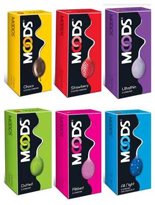MOODS Dotted, Ribbed,All Nigh,Ultra Thin,Chocolate & Strawberry Flavored Condoms