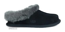 UGG Moraene Black Suede Fur Slippers Womens Size 8 *NIB*