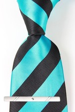 New Classic Striped Blue Black JACQUARD WOVEN 100 Silk Men's Necktie Tie
