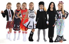 GIRLS HALLOWEEN COSTUME KILLER SCARY KIDS OUTFIT FANCY DRESS S-XL CHILDS 2024
