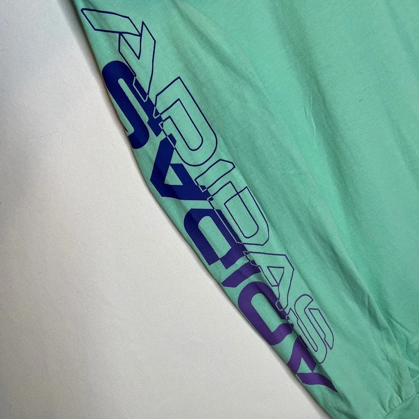 Adidas Hooded Long Sleeve Shirt Girls Size L (14/16) Mint Green Purple Logo - Image 4 of 4