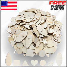 Natural Wood Shapes Blank Craft Unfinished Pieces Cutouts Arts Painting 1000PC