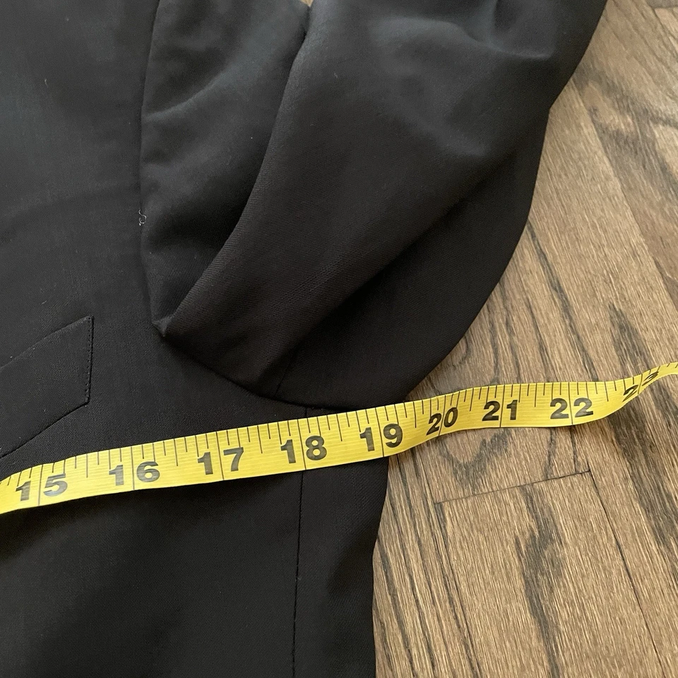 Vintage 80’s Hugo Boss Rossellini Movie 3 Button Black Suit 36R 30x33 Made USA - Image 3 of 4