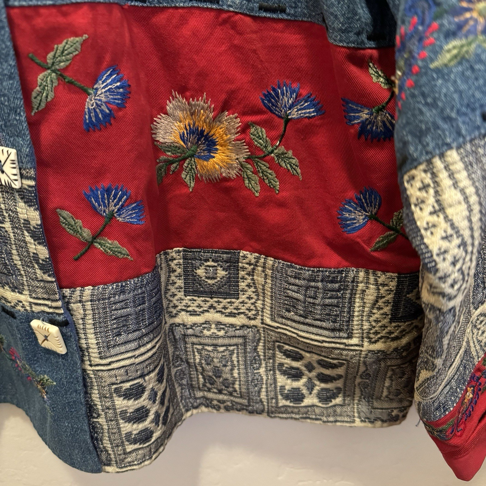 New Direction Denim Embroidered Patchwork Jacket … - image 12