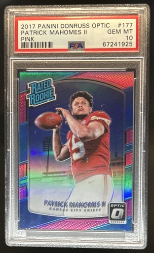 2017 Panini Donruss Optic Patrick Mahomes II Pink RC Rated Rookie #177 PSA 10