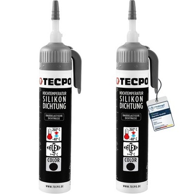 2x 200ml TECPO SILIKON DICHTUNG SCHWARZ HOCHTEMPERATUR DICHTMASSE DAUERELASTISCH