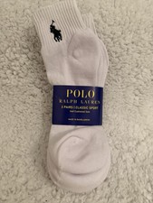 2x Polo Ralph Lauren Men's Cotton Sport Socks Dark/White,3-Pack, Large