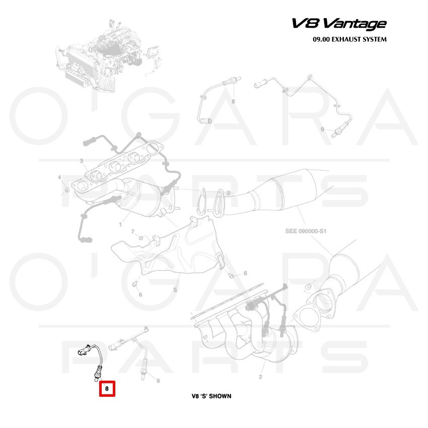 6G33-9F472-AA OEM Aston Martin Upstream Oxygen Sensor (fitment in description)