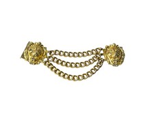 Vintage Two-piece Interlocking Gold Tone Lion Head Chain Belt Buckle