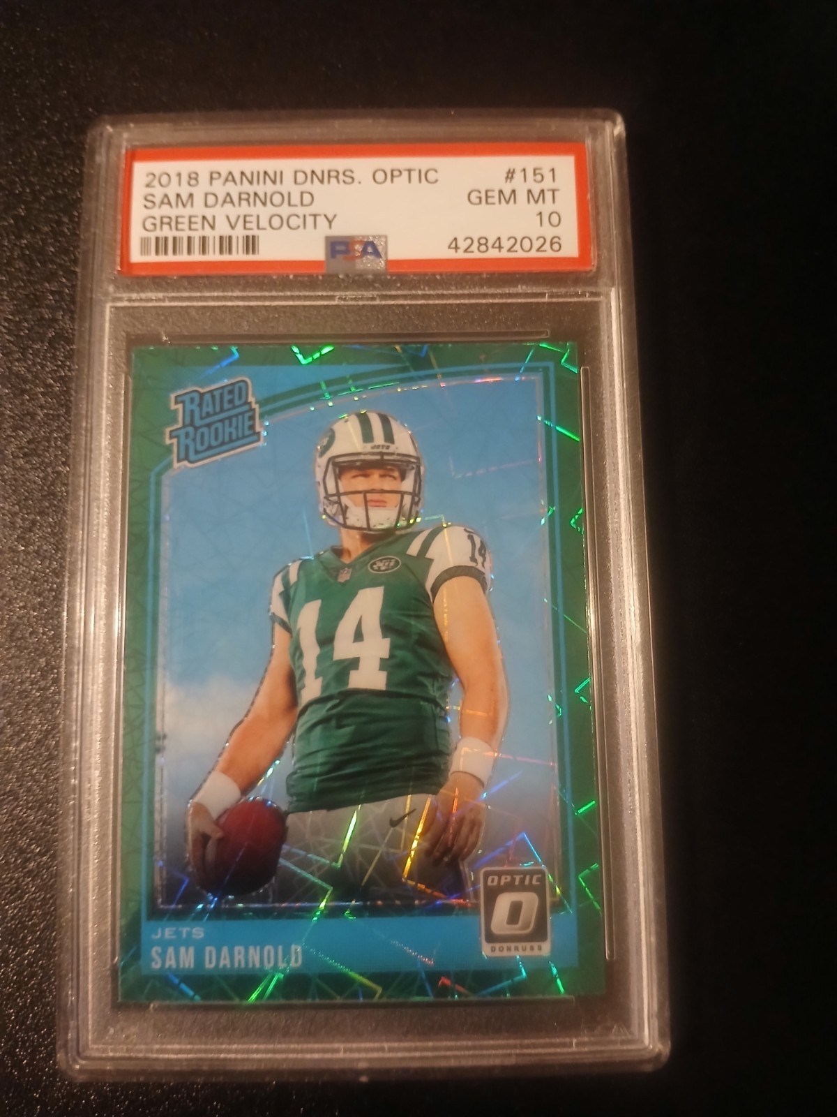 2018 Donruss Optic - SAM DARNOLD (RC) Rated Rookie - Green Velocity - PSA 10