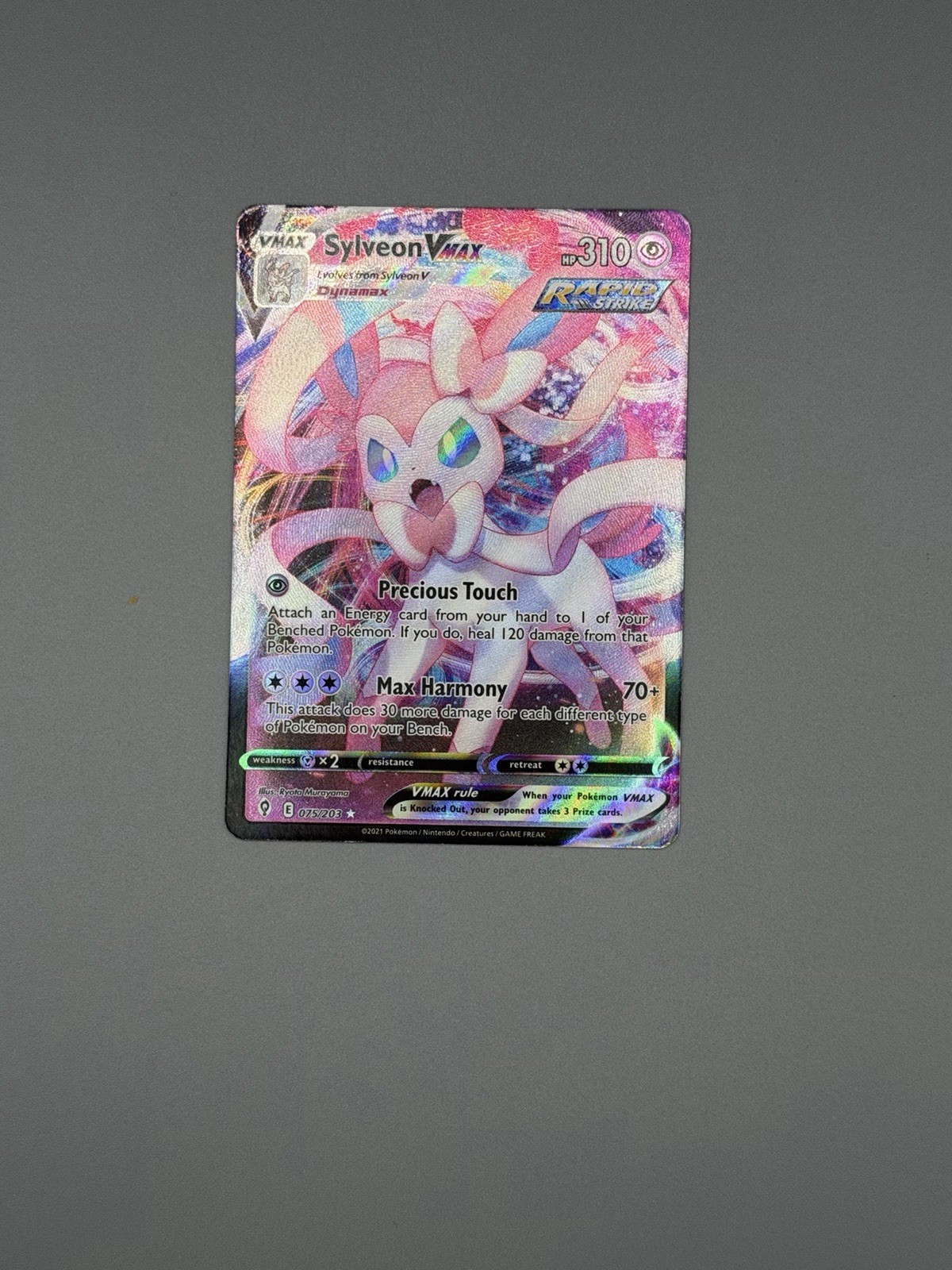 Sylveon VMAX 075/203 Pokemon Evolving Skies Ultra Rare Full Art Holo NM