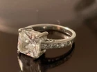 Vintage Sterling Silver 925 large CZ statement Ring 5.25 princess cut estate