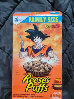 Dragon Ball Z Reese s Puffs (GOKU) Family Size Cereal 19.7 oz / Collectible