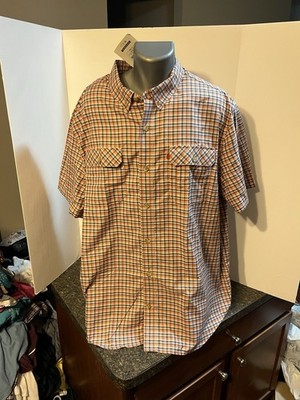 Duluth Trading Co Men s SS Button Down Breeze Shooter Blue Orange XXL Poly - NWT