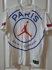 Air Jordan x PSG Paris Saint-Germain White T-Shirt Size M Medium Jumpman Logo