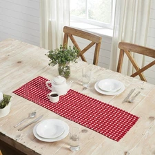 Gallen Red White Runner Fringed 12x36 VHC Brands