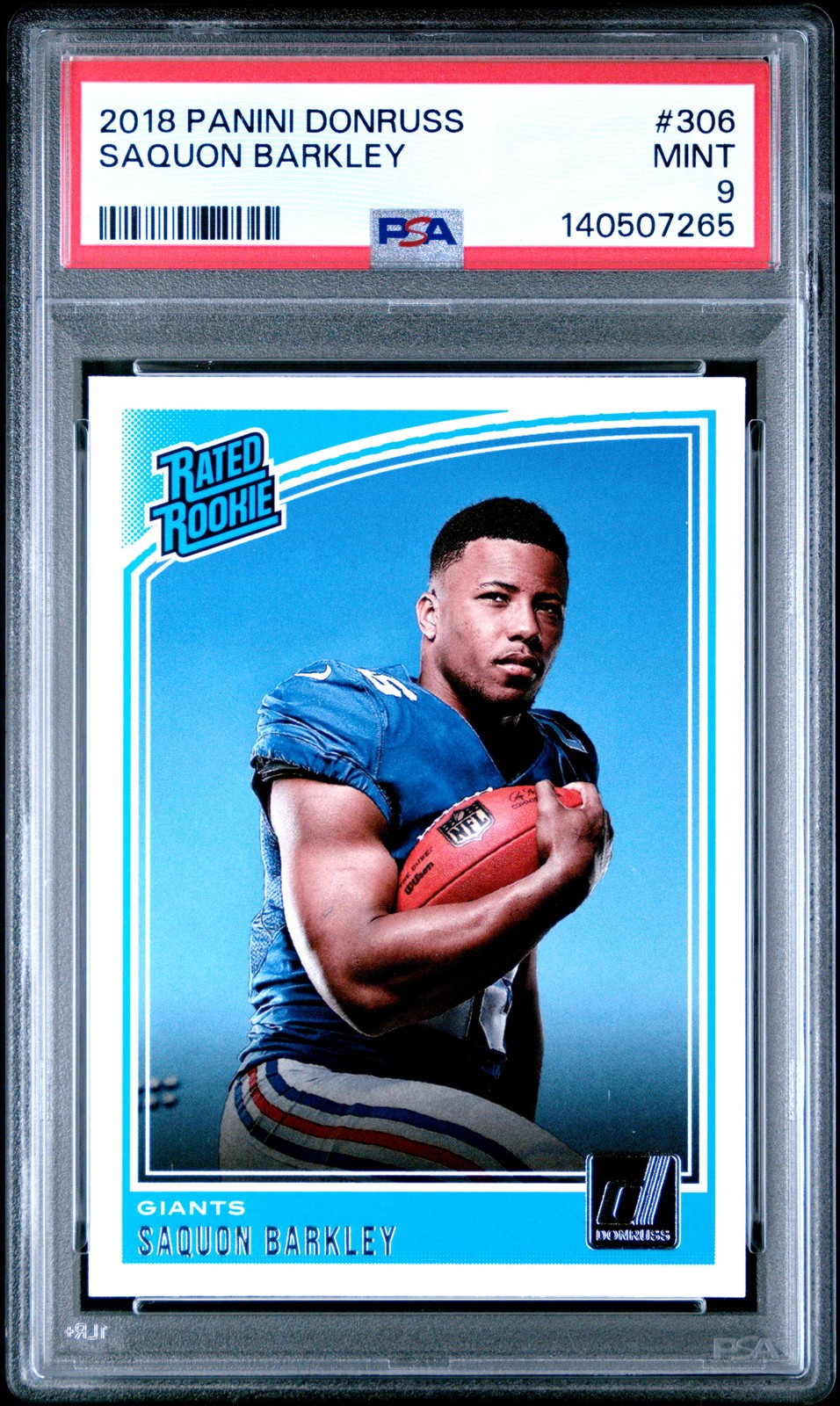 2018 PANINI DONRUSS #306 SAQUON BARKLEY ROOKIE RC PSA 9