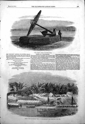 Alter antiker Druck Siege Anker Südsee Wrack Kriegsdampfer Medusa 1854 19.