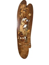 Vintage Indian Inlaid Wood Marquetry Panel Romantic Embrace Wall Art Decor 39”