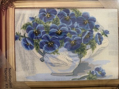 Collection D Art Printed needlepoint kit Tapestry Canvas 30x40 cm Flowers