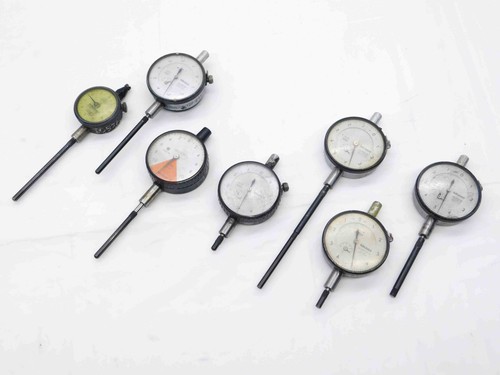 7pc LOT OF MITUTOYO & FEDERAL DIAL INDICATORS .0001" & .00025" FOR PARTS/REPAIR