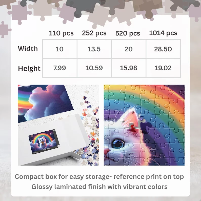 100pc Cute Rainbow Cookie Cat Jigsaw Puzzle Kitten in Space Kids Gift Fun Game - Image 2 of 4